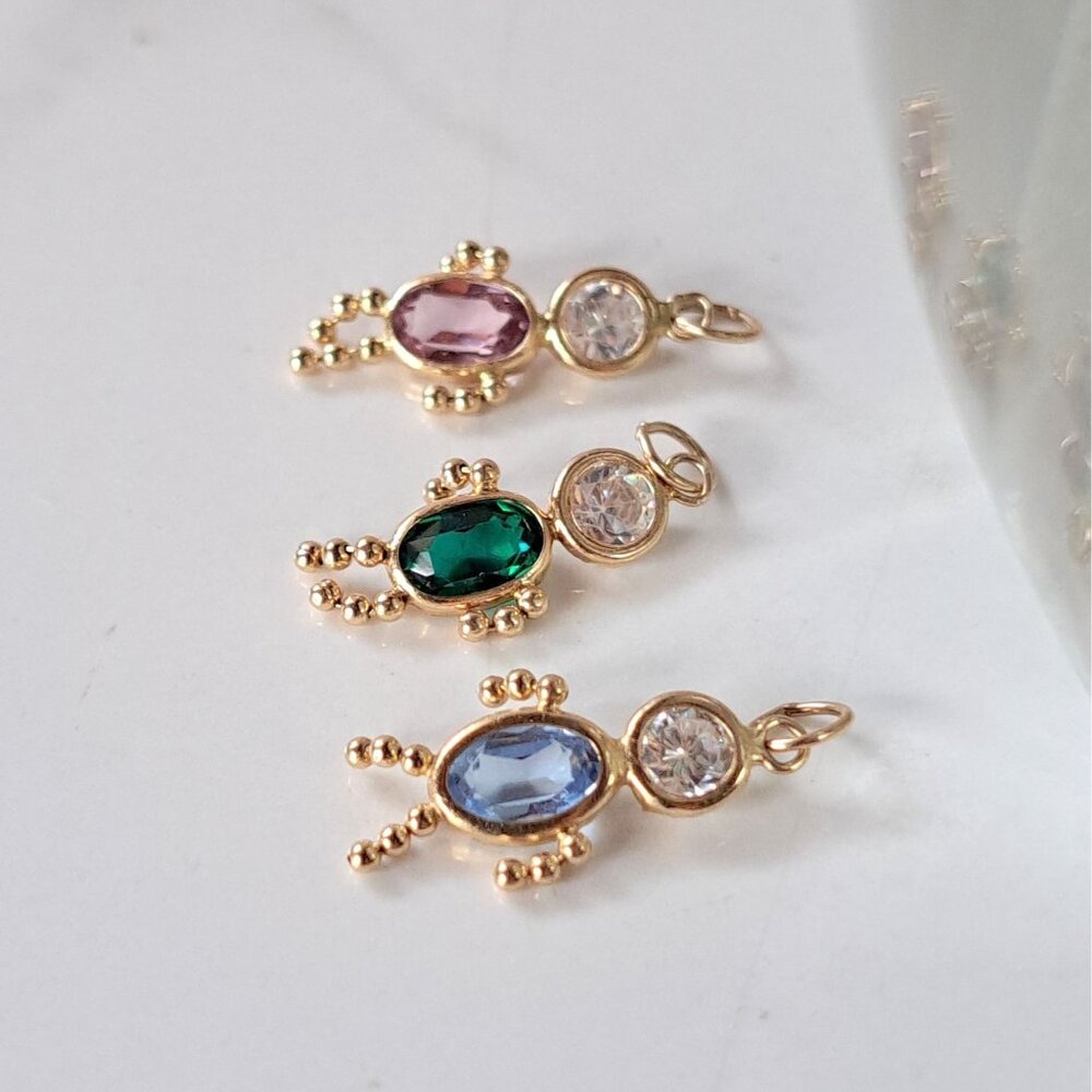 Set of 3 - 14K Yellow Gold Birthstone Baby Child Charms - Picture 11 of 16